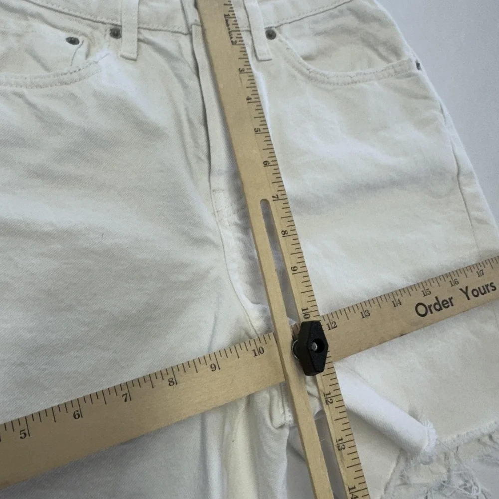 BDG Denim Shorts Women 26 White 90s Long Inseam Raw Hem High Rise